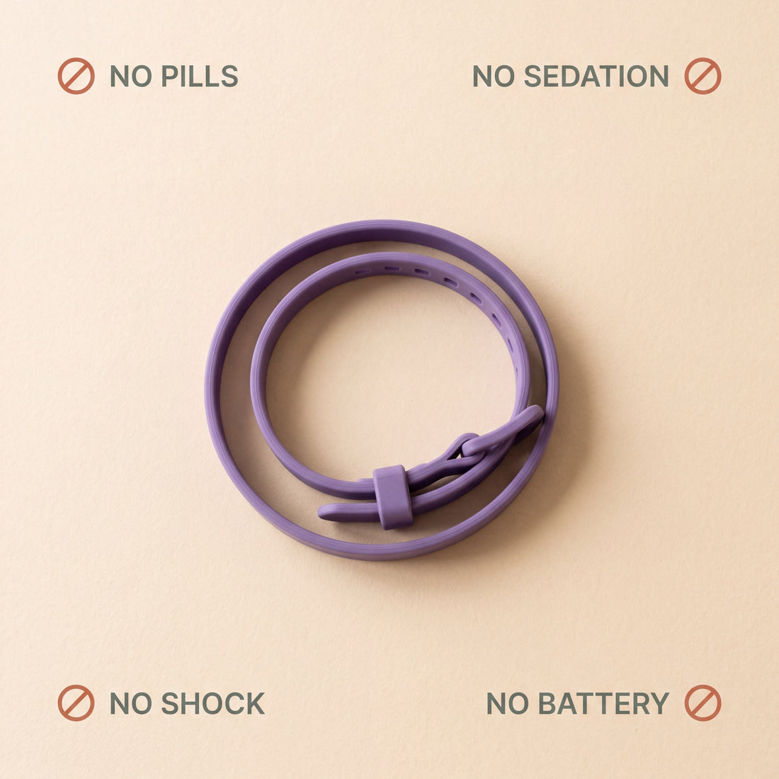 No pills, no sedation, no shock and no battery — the collar does its work without any of them