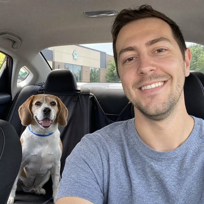 Brian L. from Austin, TX with their dog wearing a CollarZen collar