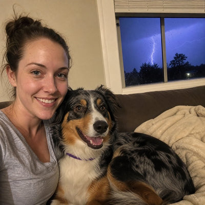Harper E. from Denver, CO with their dog wearing a CollarZen collar